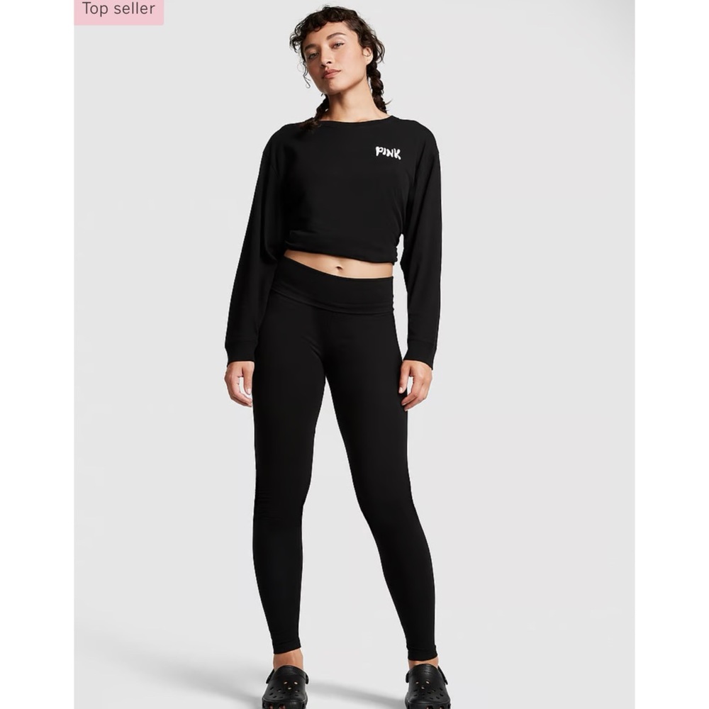 NWT PINK mid rise fold over leggings